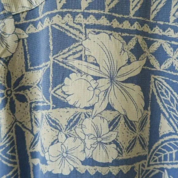 VINTAGE SILK Blue Hawaiian Shirt Size XL Waffle Textured Lightweight Casual - Picture 6 of 8